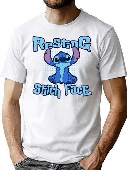 Resting Stitch Face Premium Heavyweight Cotton T-Shirt - Black