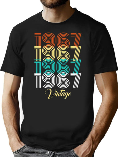 Retro 1967 Vintage Birthday Year Of Birth Birthday Gift T-Shirt for Men & Women, T-Shirts Graphic Tee - Black