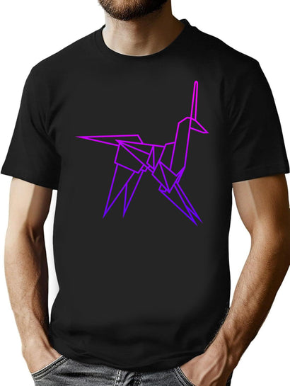 Retro Blade Runner Origami Unicorn T-Shirt for Men & Women, T-Shirts Graphic Tee - Black