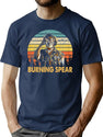 Retro Burning Art Spear Music Jamaican Singers Premium Heavyweight Cotton T-Shirt - Navy