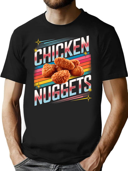 Retro Chicken Nuggets Lover Funny Bootleg 1980S Foodie T-Shirt for Men & Women, T-Shirts Graphic Tee - Black