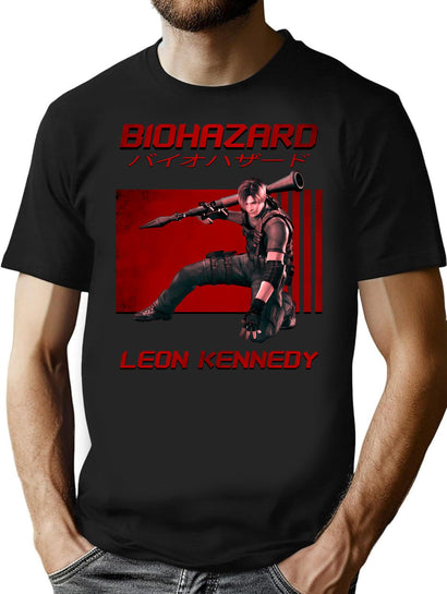 Retro Classic Leon Kennedy T-Shirt for Men & Women, T-Shirts Graphic Tee - Black