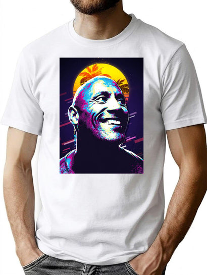 Retro Dwayne Face Art Vintage T-Shirt for Men & Women, T-Shirts Graphic Tee - Black