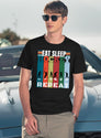 Retro Eat Sleep Hockey Repeat Sport Game T-Shirt for Men & Women, T-Shirts Graphic Tee - Navy