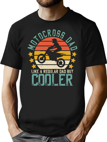 Retro Father'S Day Motocross Dad Like A Regular Dad But Cooler T-Shirt for Men & Women, T-Shirts Graphic Tee - Black
