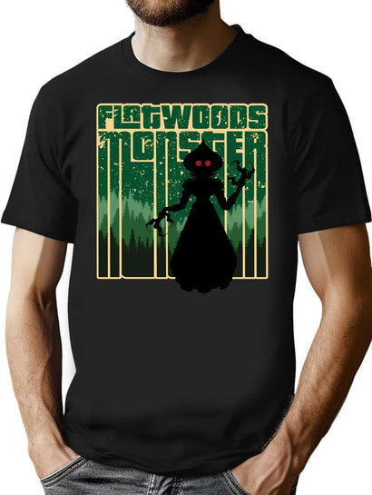 Retro Flatwoods Monster - Cool Vintage Cryptid Cartoon - Original Artwork T-Shirt for Men & Women, T-Shirts Graphic Tee - Black
