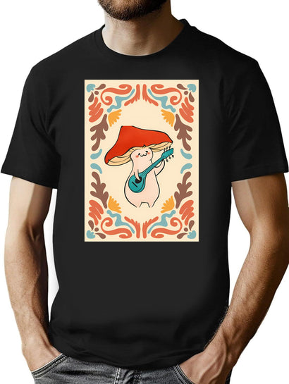Retro Groovy Print T-Shirt for Men & Women, T-Shirts Graphic Tee - Black