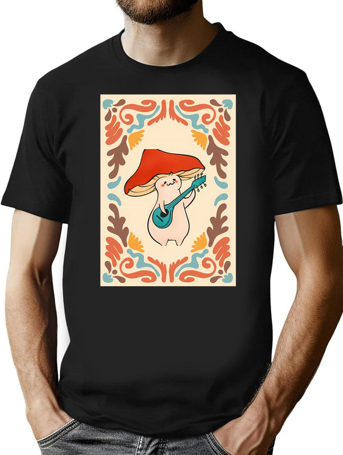 Retro Groovy Print T-Shirt for Men & Women, T-Shirts Graphic Tee - Black