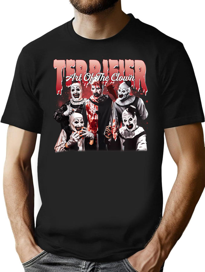 Retro Halloween Terrifier Art Of The Clown T-Shirt for Men & Women, T-Shirts Graphic Tee - Black
