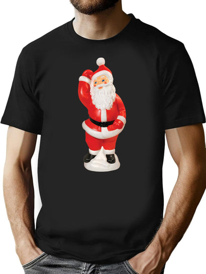 Retro Santa Claus Holiday Lawn Decoration T-Shirt for Men & Women, T-Shirts Graphic Tee - Black
