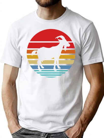 Retro Style T Shirt Silhouette Vintage Goat T-Shirt for Men & Women, T-Shirts Graphic Tee - Black