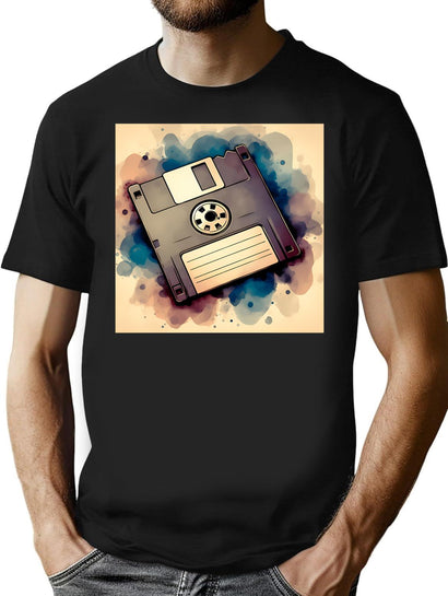 Retro Tech Floppy Disk T-Shirt for Men & Women, T-Shirts Graphic Tee - Black