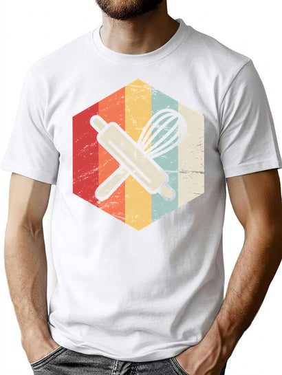 Retro Vintage Baking Supplies Icon T-Shirt for Men & Women, T-Shirts Graphic Tee - Black