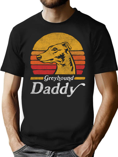 Retro Vintage English Greyhound Daddy T-Shirt for Men & Women, T-Shirts Graphic Tee - Black