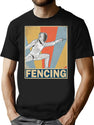 Retro Vintage Fencing T-Shirt for Men & Women, T-Shirts Graphic Tee - Black