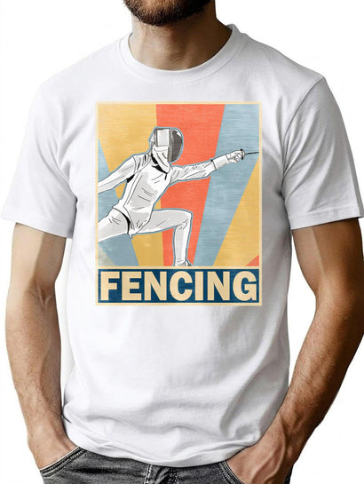 Retro Vintage Fencing T-Shirt for Men & Women, T-Shirts Graphic Tee - Black