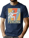 Retro Vintage Fencing T-Shirt for Men & Women, T-Shirts Graphic Tee - Navy