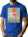 Retro Vintage Fencing T-Shirt for Men & Women, T-Shirts Graphic Tee - Blue