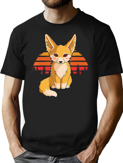 Retro Vintage Fennec Fox Kids Girls Cute Foxes Gift T-Shirt T-Shirt for Men & Women, T-Shirts Graphic Tee - Black