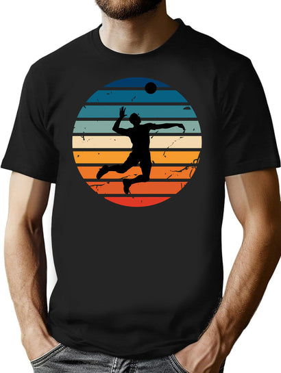 Retro Vintage Funny Volleyball For Men And Women Volleyball Player Gift Volleyball Dad Volleyball Momvolleyball Lovers T-Shirt for Men & Women, T-Shirts Graphic Tee - Black