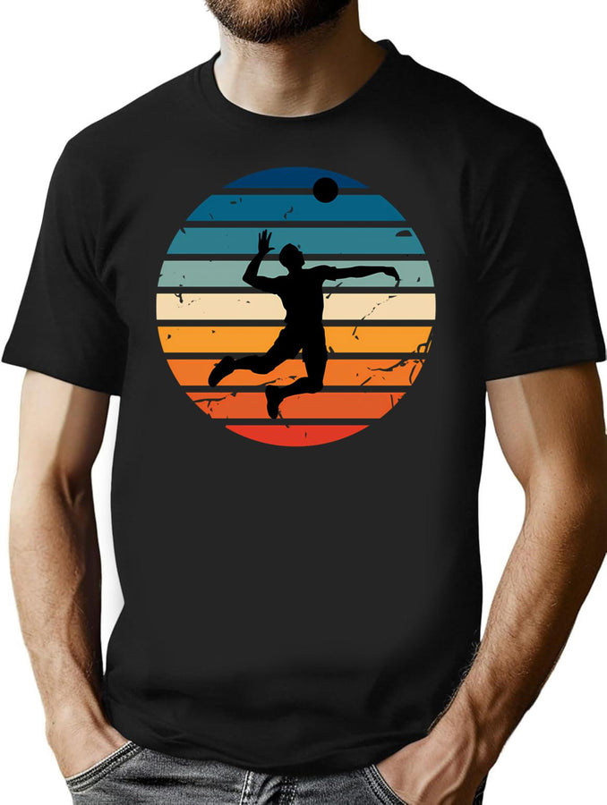 Retro Vintage Funny Volleyball For Men And Women Volleyball Player Gift Volleyball Dad Volleyball Momvolleyball Lovers T-Shirt for Men & Women, T-Shirts Graphic Tee - Black
