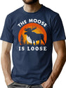 Retro Vintage Moose Is Loose Funny Moose Lover T-Shirt for Men & Women, T-Shirts Graphic Tee - Navy