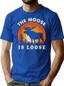 Retro Vintage Moose Is Loose Funny Moose Lover T-Shirt for Men & Women, T-Shirts Graphic Tee - Blue