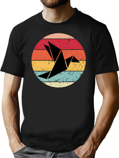 Retro Vintage Origamy Funny Origamy Paper Planes T-Shirt for Men & Women, T-Shirts Graphic Tee - Black