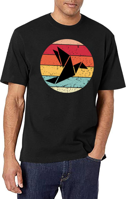 Retro Vintage Origamy Funny Origamy Paper Planes T-Shirt for Men & Women, T-Shirts Graphic Tee - Black