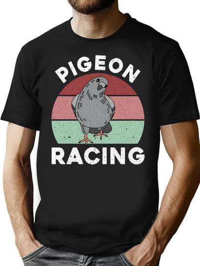 Retro Vintage Pigeon Racing T-Shirt for Men & Women, T-Shirts Graphic Tee - Black