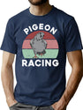 Retro Vintage Pigeon Racing T-Shirt for Men & Women, T-Shirts Graphic Tee - Navy
