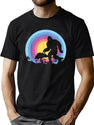 Retro Vintage Sunset Bigfoot Silhouette Sun Believe T-Shirt for Men & Women, T-Shirts Graphic Tee - Green