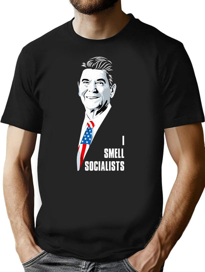 Ronald Reagan I Smell Socialists T-Shirt for Men & Women, T-Shirts Graphic Tee - Black