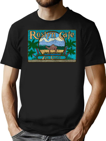 Roslyn Cafe Northern Exposure Worn T-Shirt for Men & Women, T-Shirts Graphic Tee - Black