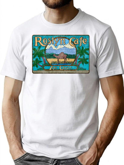 Roslyn Cafe Northern Exposure Worn T-Shirt for Men & Women, T-Shirts Graphic Tee - Black