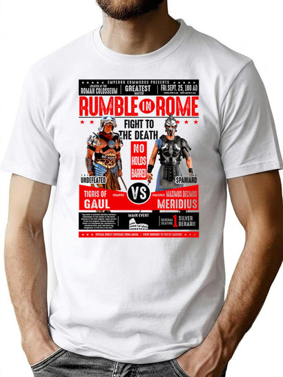 Rumble In Rome Gladiator Poster T-Shirt for Men & Women, T-Shirts Graphic Tee - Black