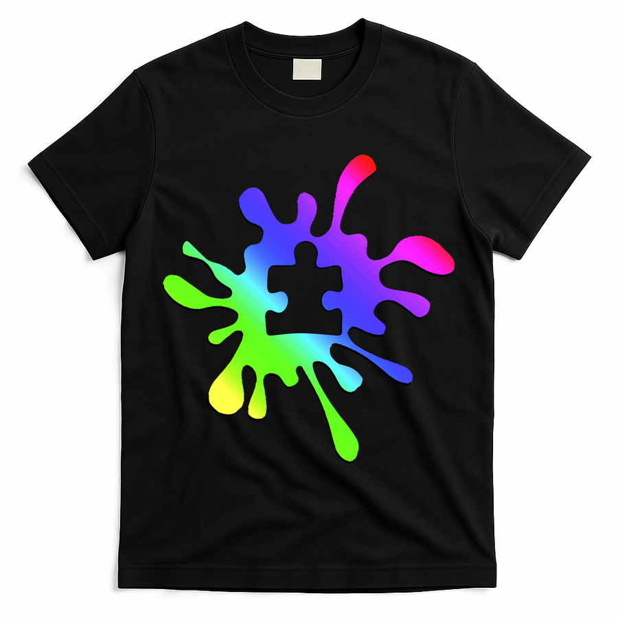 Autism Rainbow Puzzle Splatter  T-Shirt