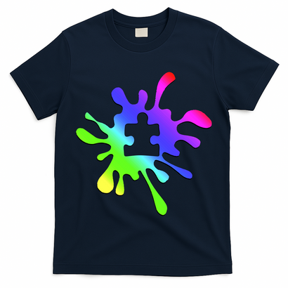 Autism Rainbow Puzzle Splatter  T-Shirt