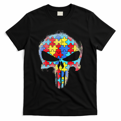 Skull Autism Awareness Tee Mom Dad Autism T-Shirt