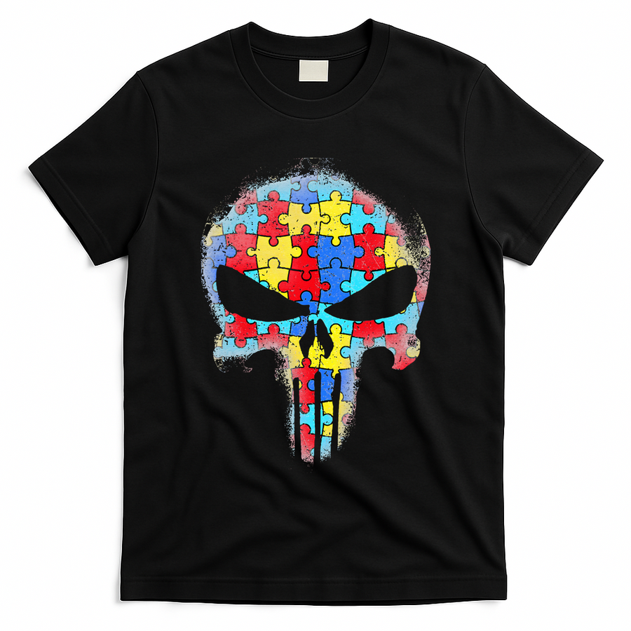 Skull Autism Awareness Tee Mom Dad Autism T-Shirt
