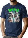Sad Hamster With Big Eyes Bootleg Graphic T-Shirt - Navy