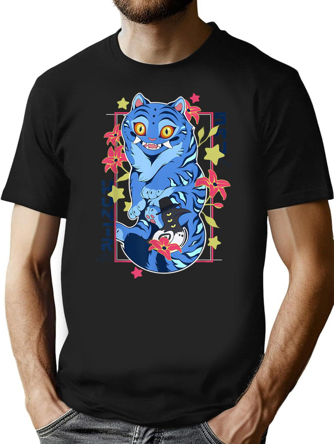 Saja Hunter Blue Cat Anime Style Official T-Shirt T-Shirt for Men & Women, T-Shirts Graphic Tee - Black