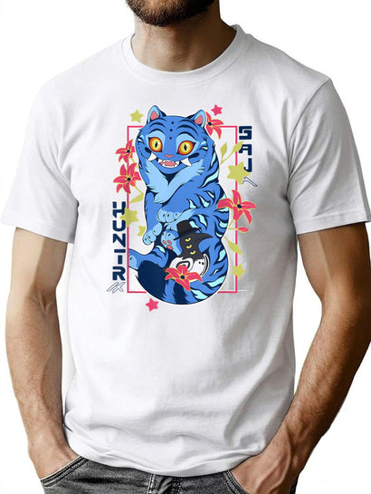 Saja Hunter Blue Cat Anime Style Official T-Shirt T-Shirt for Men & Women, T-Shirts Graphic Tee - Black