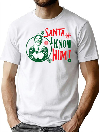 Santa I Know Him Buddy The Elf Lts T-Shirt for Men & Women, T-Shirts Graphic Tee - Black