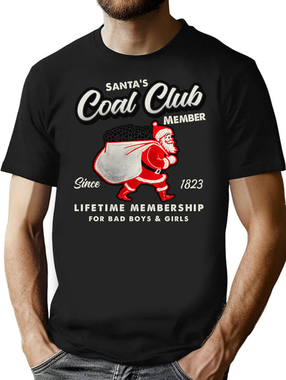 Santa'S Coal Club Member T-Shirt for Men & Women, T-Shirts Graphic Tee - Black