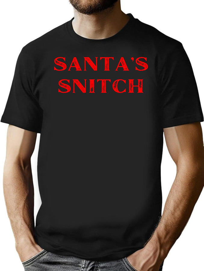 Santas Snitch Funny Christmas Phrase - Red T-Shirt for Men & Women, T-Shirts Graphic Tee - Black