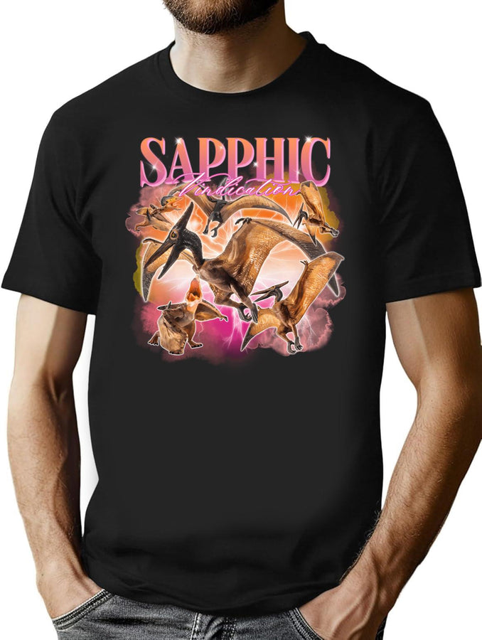 Sapphic Vindication Pterodactyl Vintage Bootleg Rap Bootleg Graphic T-Shirt - Black
