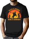 Save A Horse Ride A Cowboy Retro Vintage Sunset Country Western T-Shirt for Men & Women, T-Shirts Graphic Tee - Black