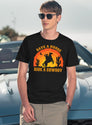 Save A Horse Ride A Cowboy Retro Vintage Sunset Country Western T-Shirt for Men & Women, T-Shirts Graphic Tee - Navy