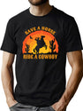 Save A Horse Ride A Cowboy Retro Vintage Sunset Country Western T-Shirt for Men & Women, T-Shirts Graphic Tee - Green